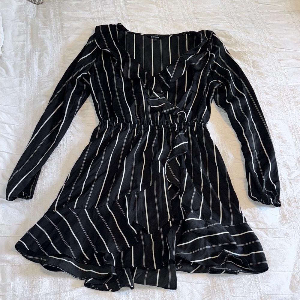 Express Black and White Striped Mini Dress